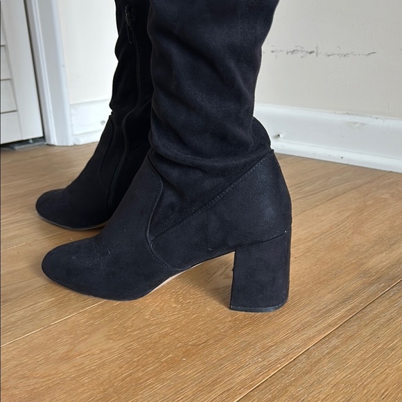 Osana Over-The-Knee Black Heeled Boots • Size 8.5 • Chic & Sleek Silhouette - Picture 5 of 10
